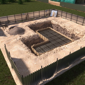 3D Excavation Site with Foundations and Fences model