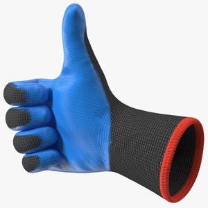 3D Safety Work Gloves Thumbs Up Blue Gray model