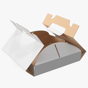 White Pizza Box with Handle Open 3D