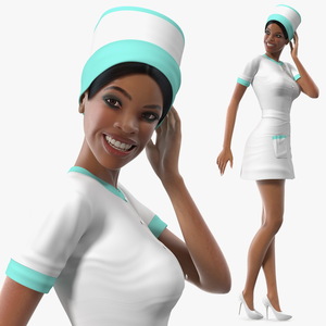 Light Skinned Black Nurse Standing Pose 3D model