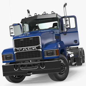 Mack Medium Duty Truck Blue Rigged 3D model