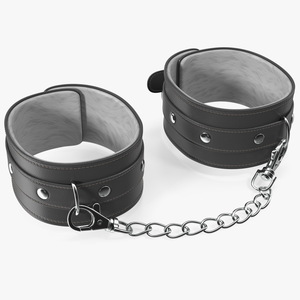 3D Leather Handcuffs Black model