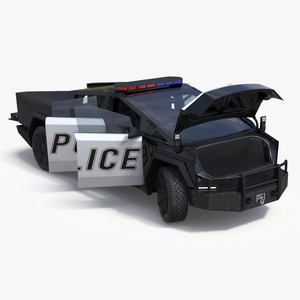 Tesla Cybertruck Police Patrol Vehicle Rigged for Maya 3D model