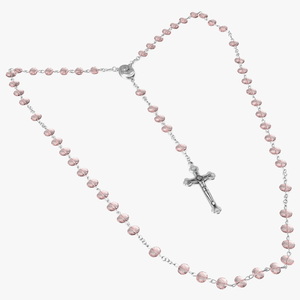 3D model Catholic Rosary Beads with Cross Pendant Pink