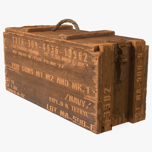 Vintage Wooden Military Ammo Crate 3D model