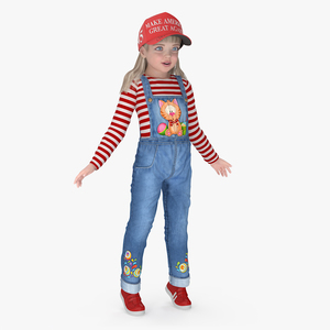 Standing Girl Child in Donald Trump Hat 3D model