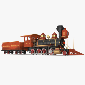 Steam Locomotive With Coal Wagon 3D