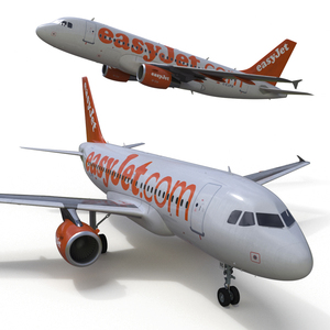 3D EasyJet Airbus A319 Commercial Jet Rigged