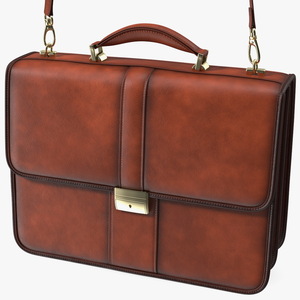 3D Classic Leather Briefcase Brown