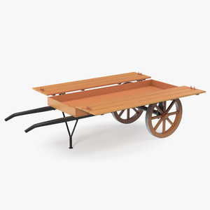 Wooden Market Cart Empty 3D model