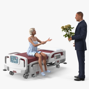 Hospital Patient with Visitor 3D model