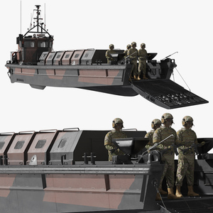 LCVP MK5 with Soldiers Rigged 3D model