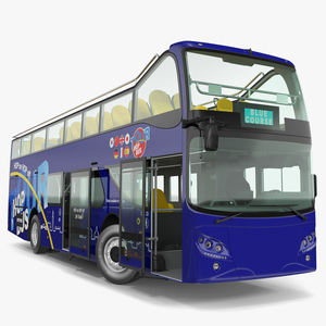 Open Top Double Decker Tour Bus Rigged for Cinema 4D 3D