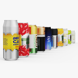 3D Aluminium Beverage Can Mockup Set model