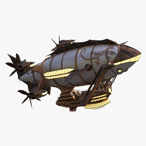 3D Steampunk Airship Fantasy Craft Rigged model