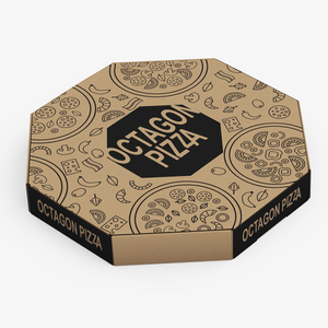 Craft Paper Pizza Box Octagonal Rigged for Cinema 4D 3D