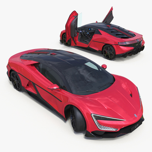 3D model Red Supercar BYD Yangwang U9 Rigged