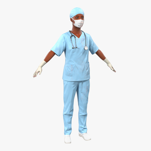 Female Surgeon African American with Blood 3D