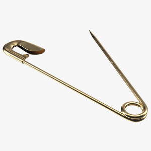 Golden Safety Pin Opened 3D model