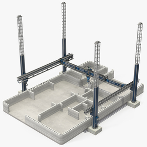 3D Construction 3D Printer at Work on Building Site model