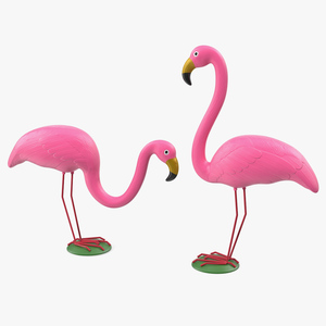 Pink Flamingo Lawn Decor 3D model