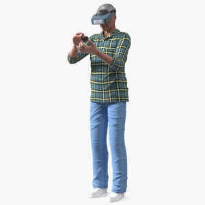 3D model Man Repairing Mechanism with Optivisor Glass Binocular Rigged for Maya