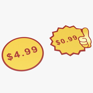 3D model Paper Price Tags with Editable Text