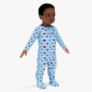 Black Baby Boy Light Skin in Full Bodysuit A-Pose 3D model