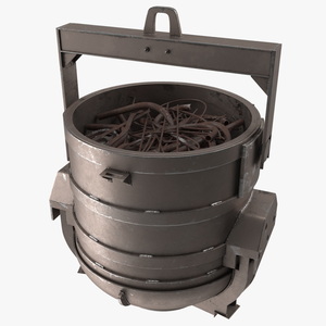 3D Industrial Charging Bucket with Scrap Metal model