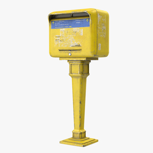 Vintage French Yellow Mailbox Post 3D model