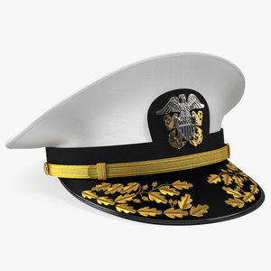 3D Naval Officer Cap with Embroidery model