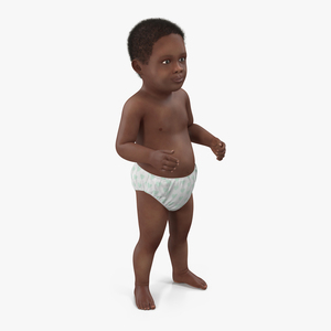 African American Baby Standing with Fur 3D model