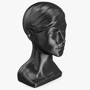 3D Woman Mannequin Head with Hair Black