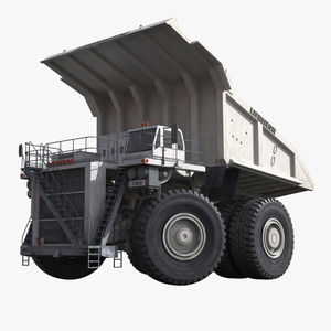 3D Heavy Duty Dump Truck Liebherr White Rigged model