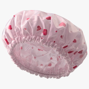 Satin Lined Shower Cap Pink Transparent 3D model