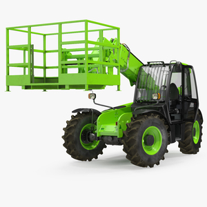 Industrial Telehandler Forklift Access Platform Generic Rigged 3D