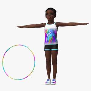 Black Child Girl With Hoop Rigged for Maya 3D