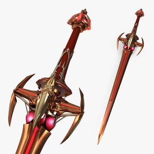 3D model Orange Futuristic Sword with Thorns