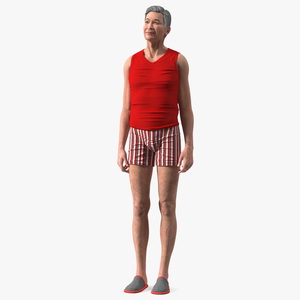 Korean Elderly Man Wearing Underclothes 3D model