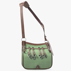 3D Green Vintage Leather Hunting Crossbody Bag model