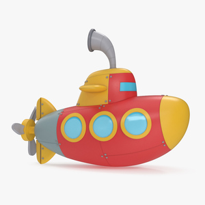 Stylized Submarine Red Rigged 3D model