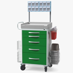 3D General Purpose Medical Cart with Organizer model