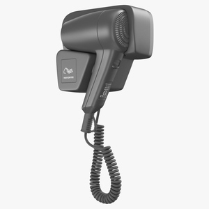 Black Wall Mounted Hair Dryer 3D model