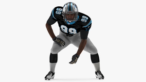 3D Carolina Panthers American Football Player Crouching Fur