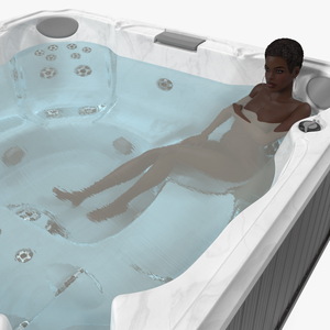 Nude Women in Hot Tub with Water 3D