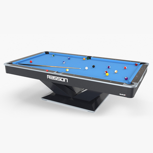 3D model American Pool Blue Table Rasson with Balls and Cue