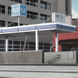 3D Modern Tokyo Subway Entrance model