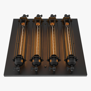 Vintage 4-Head Indoor Mount Ceiling Light ON 3D model
