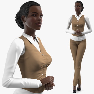 Dark Skin Business Style Woman Standing Pose 3D model