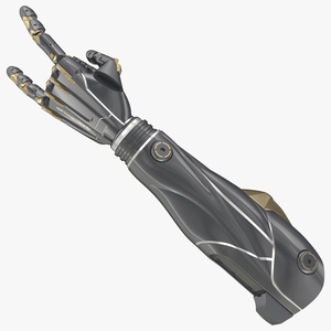 Black Metal Prosthetic Arm Rigged for Maya 3D